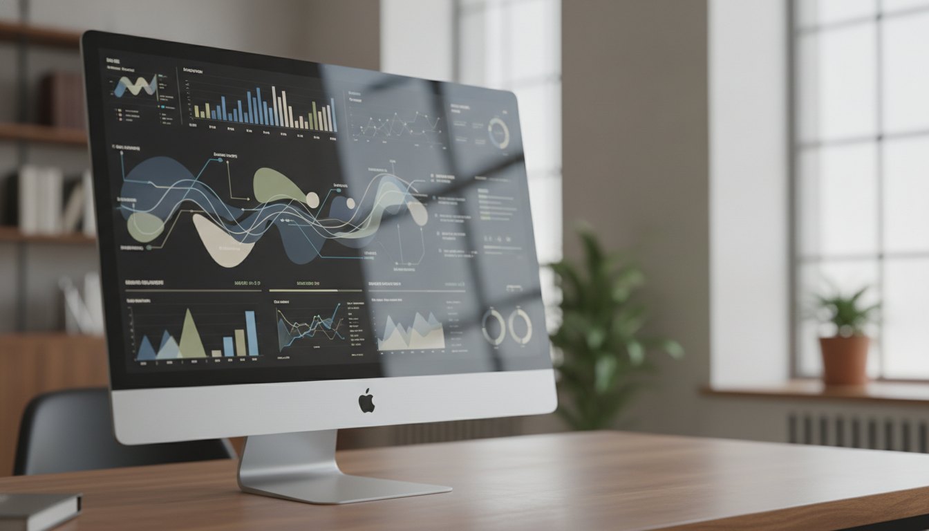 Tela de computador exibindo um painel de controle com gráficos de processos judiciais e relatórios.